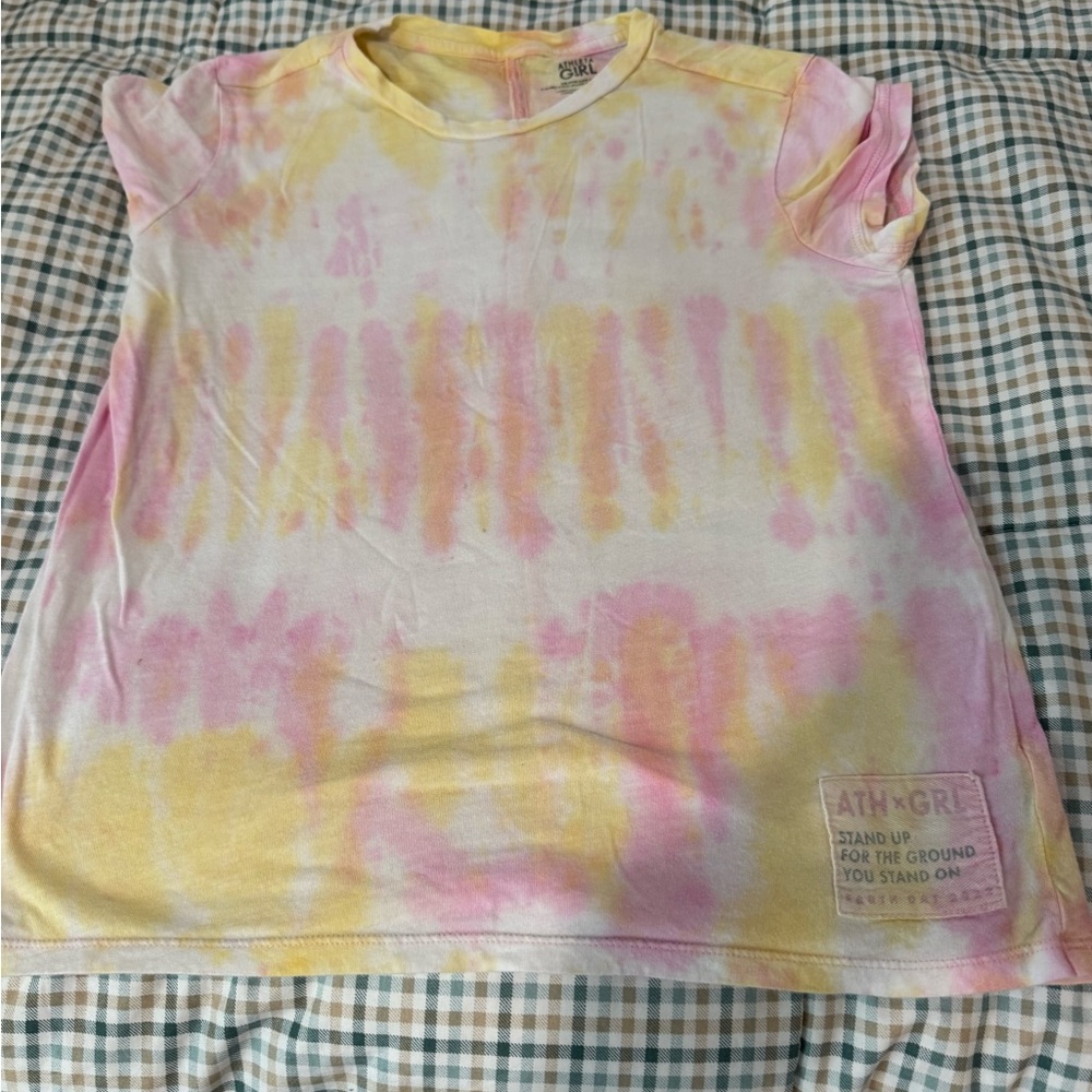 Girls Athleta Tie-Dye Short Sleeve Tee - Pink and Yellow